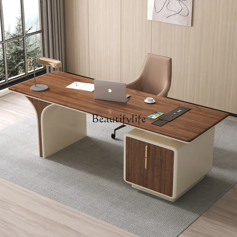

Italian minimalist desk light luxury modern minimalist medieval solid wood desk home