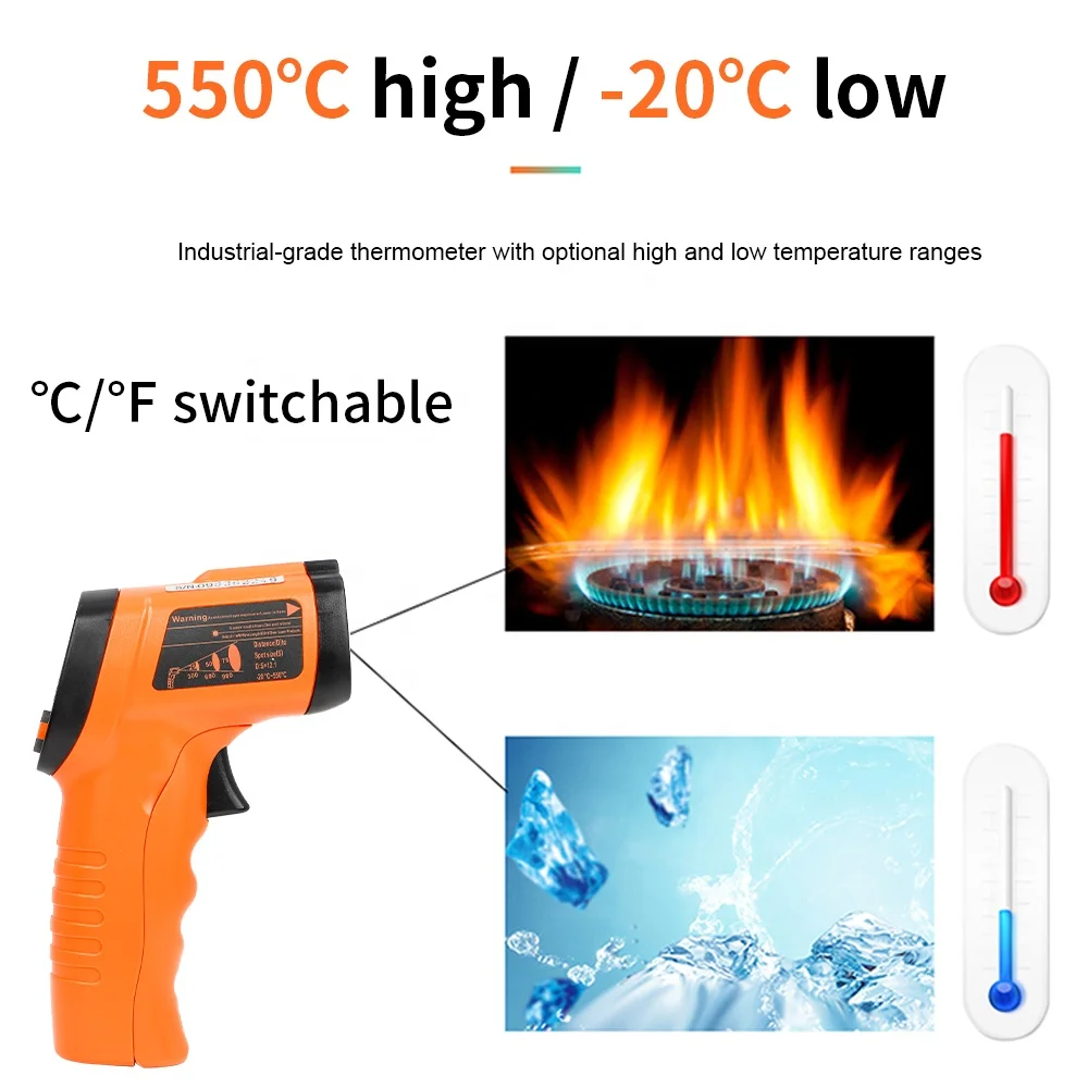 VICTOR 303B Hand held Non contact Digital Laser Infrared Gun Range -20-550 Celsius Industrial Meter