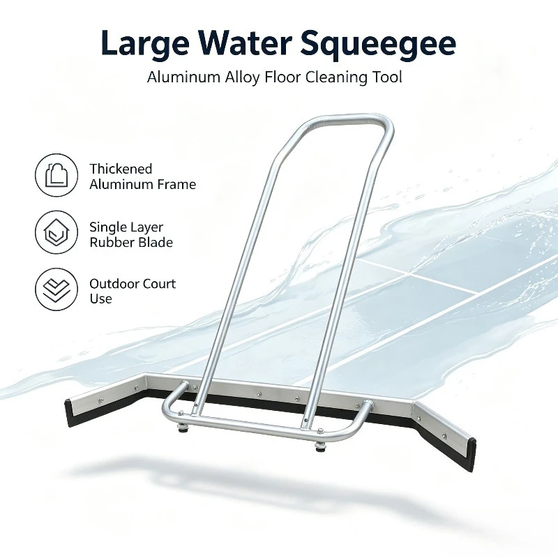 Large Aluminum Alloy Floor Squeegee, Outdoor Water Pusher for Tennis Court, Basketball Court & Parking Lot Cleaning