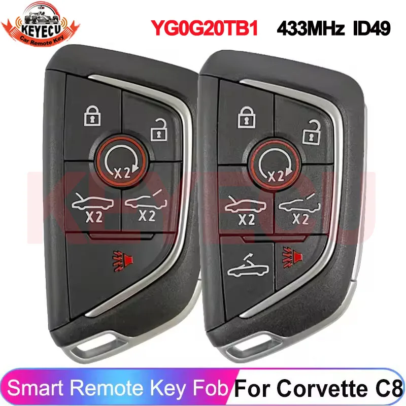 

KEYECU для Chevrolet Corvette C8 2020 2021 2022 YG0G20TB1 Smart P/N: 13538852 13545155 13538851 13538850 Ключ дистанционный 433 МГц ASK