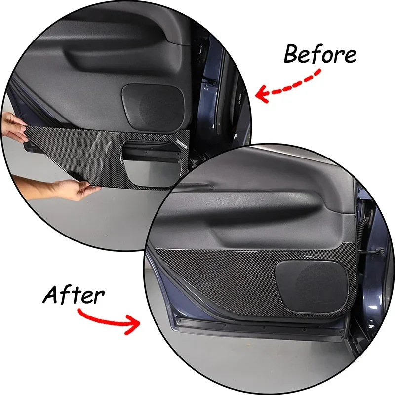 

For Infiniti G Series 2007-2013 Car Rear Door Anti-kick Panel Decorative Sticker Soft Carbon Fiber Interior Accessories