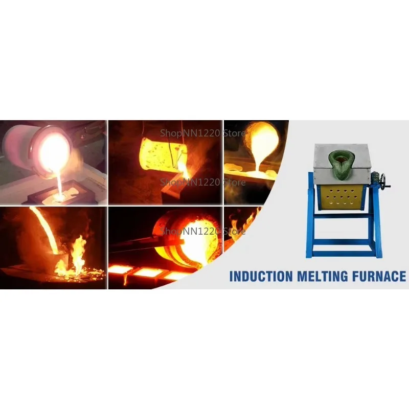 Machinery Offers 2KW 220V 1P 100G to 1KG Gold Melting Mini Induction Oven for Sale