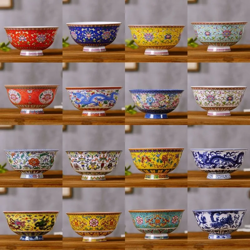 

4.5 Inch Jingdezhen Ramen Bowl Ceramic Bone China Rice Soup Bowls Container Home Kitchen Dinnerware Table Art Decoration