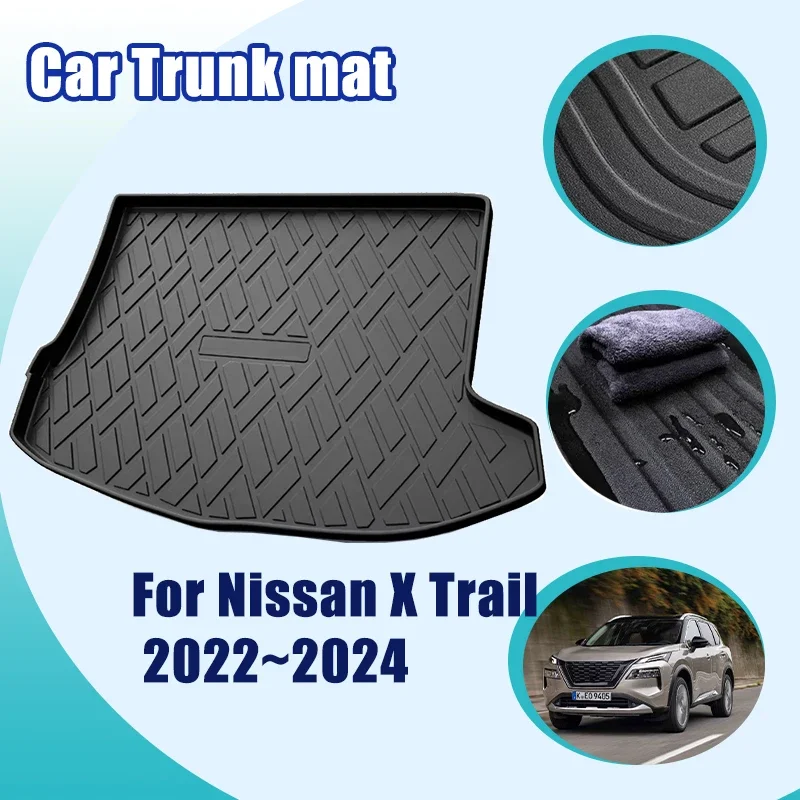 For Nissan X Trail XTrai T33 Rogue 2022 2023 2024 5 Seats Car Trunk Mat TPE Material Water Proof Cargo Back Pad Auto Accessories