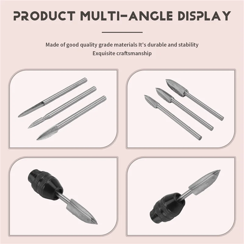 

BHBD-7Pc Wood Carving Tools,1/8Inch Shank HSS Engraving Drill Tool Wood Crafts Accessories With 4486 Chuck For Dremel Tool