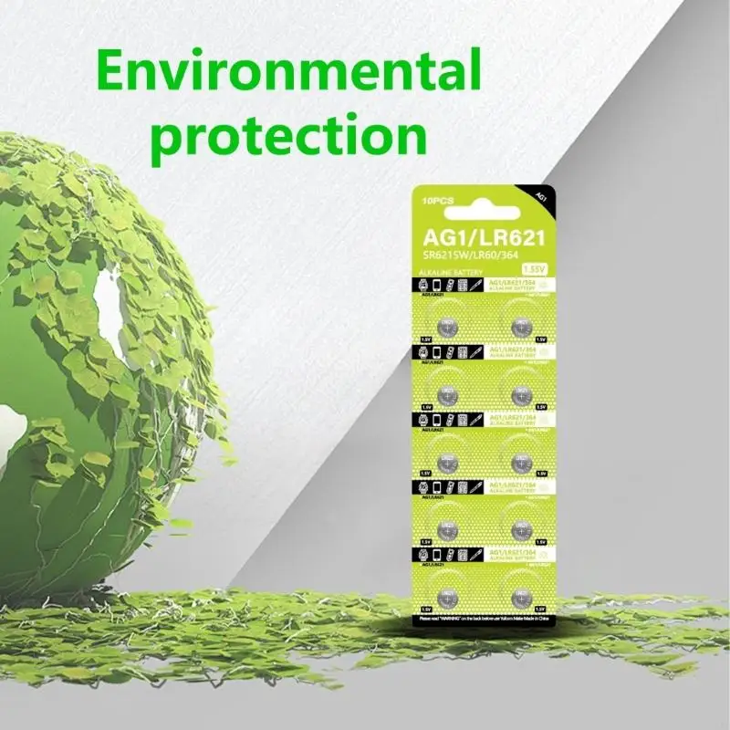 U2JE 10PCS AG1 Button Cell Batteries 1.55V LR621 LR60 SR621SW SR60 SR60L SR60 L621 CONIN COON PLUSTION FOR WATCH