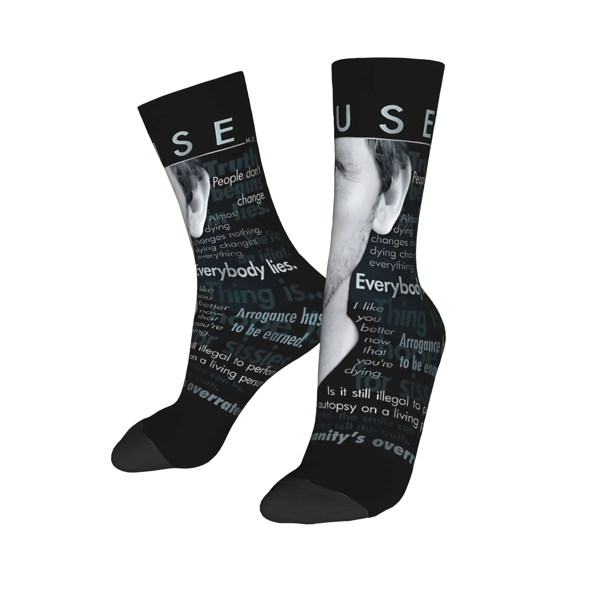 Dr Gregory House Stockings  Funny Socks Men's Medium Soft Socks Autumn Outdoor Sports Design Non Skid