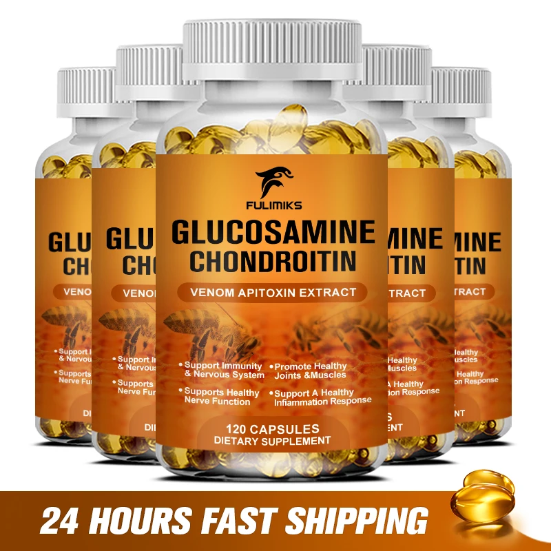 Glucosamine 1500 mg Chondroitin 1200 mg Extra Strength Capsules Joint Support Antioxidant Immune Support Supplement for Adults