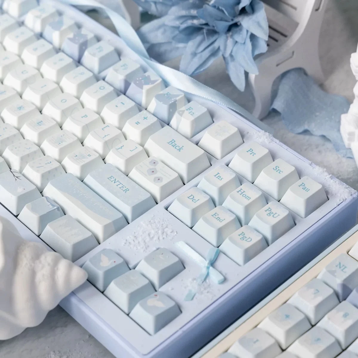 Winter Glacier Theme Keycap Cherry Profile Healing Blue Simple Style Mechanical Keyboad Keycaps Thermal Sublimation PBT Key Caps