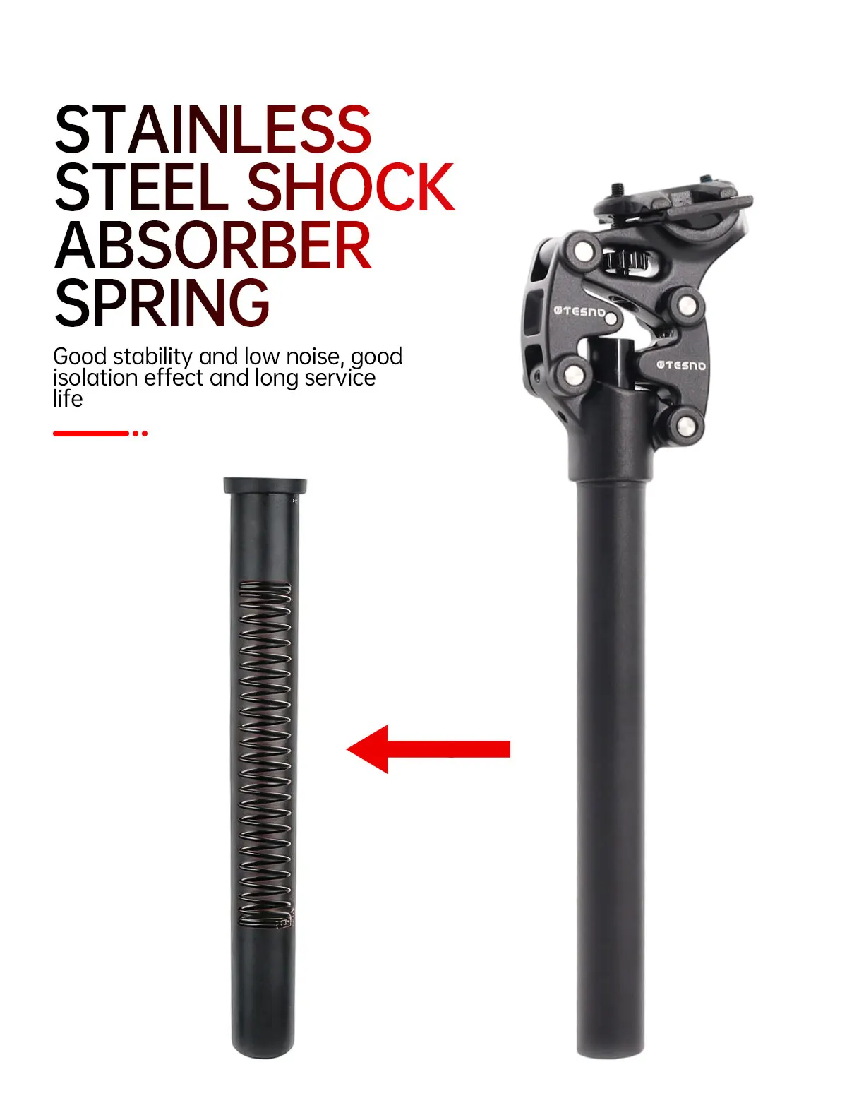 TESNO Fahrrad Sattelstütze MTB Stoßdämpfer Fahrrad Sattelstütze Dropper Manuelle Reise Höhe Suspension 27,2/30,9/31,6mm Fahrrad Sitzrohr – Detail 10