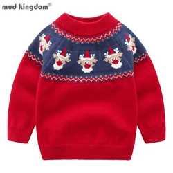 Mudkingdom Christmas Sweater for Girls Boys Sweaters Pullover Santa Claus Children Clothes Thick Kids Winter Clothing Soft