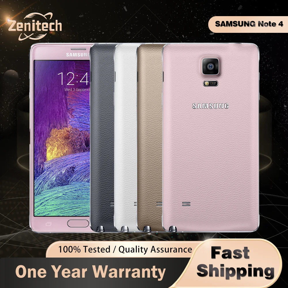 الأصلي سامسونج غالاكسي نوت 4 N910A N910F N910V 4G الهاتف المحمول 5.7 ''3GB RAM 32GB ROM الهاتف المحمول 16MP + 3.7MP أندرويد نوت 4