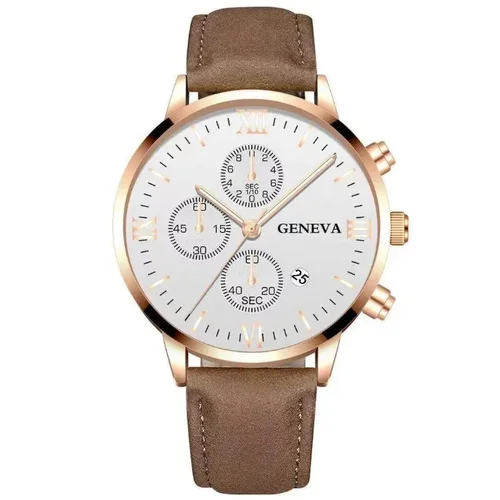 Reloj de pulsera Geneva a la moda para hombre, caja de aleación con fecha, reloj deportivo de cuarzo analógico de cuero, reloj masculino de marca superior, reloj Masculino de lujo