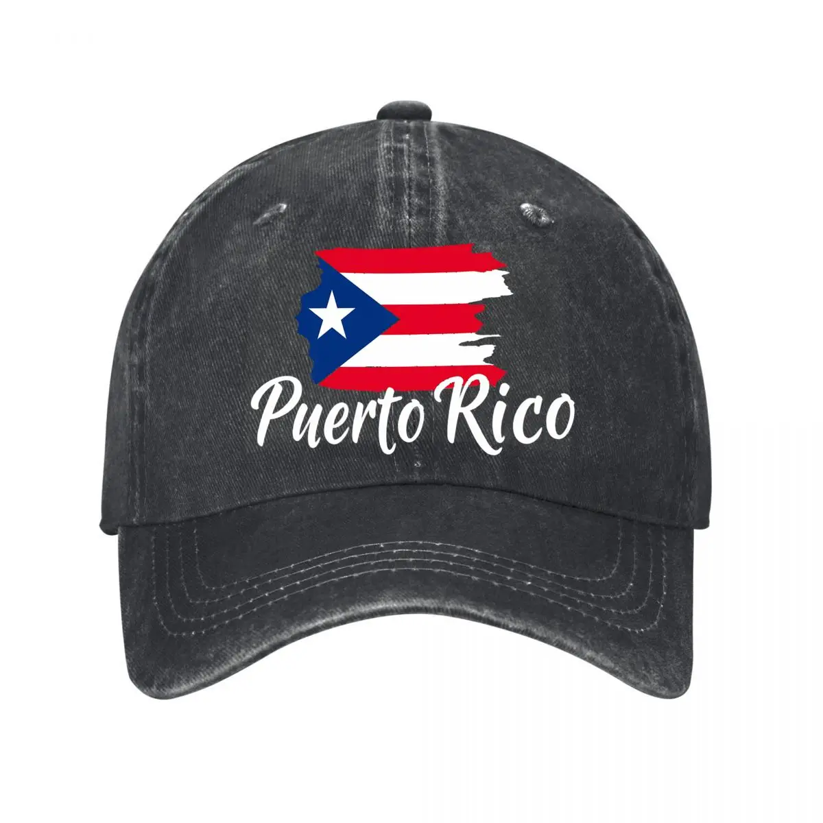 Puerto Rico Flag Red White Blue Star Stripes Washed Baseball Cap Outdoor Hat