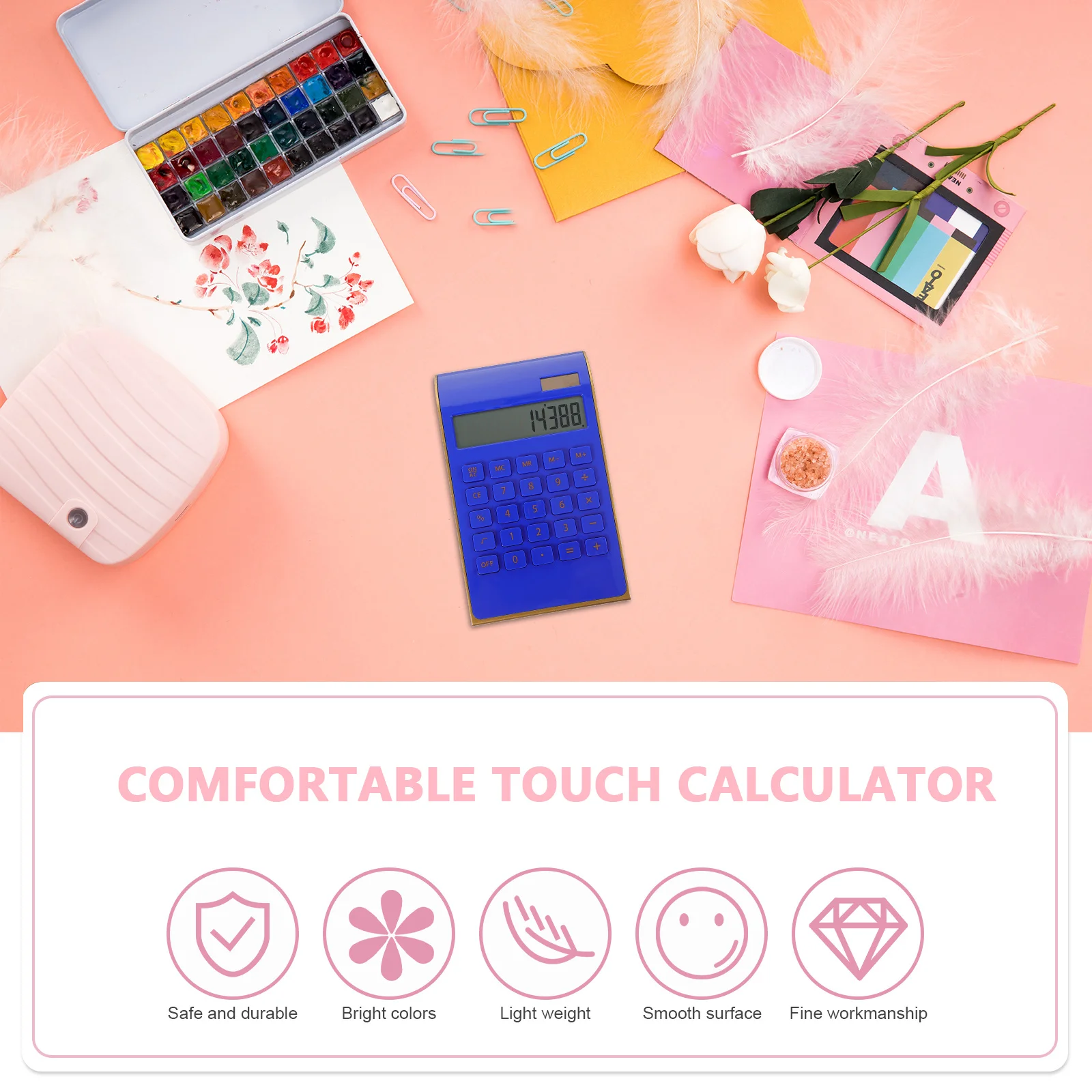 

Calculator Solar Powered Small Lightweight Electronic Handheld For School Office Portable Student Gift Candy Color