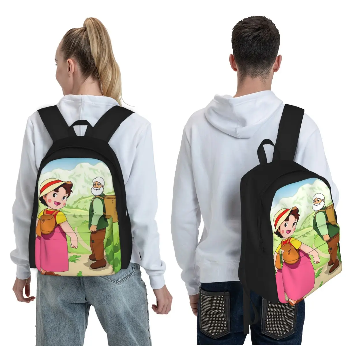 Anime Heidi Girl Of The Alps Peter Grandpa Student Backpack School Bag Daypack for Boys Girls Fashion Bookbag Shoulder Bags