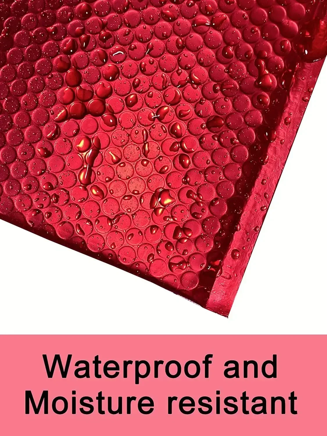 Holographic Bubble Mailer Red 50Pcs Mailing Envelope Waterproof Courier Bag Padded Bubble Envelopes Pack Bag for Shipping