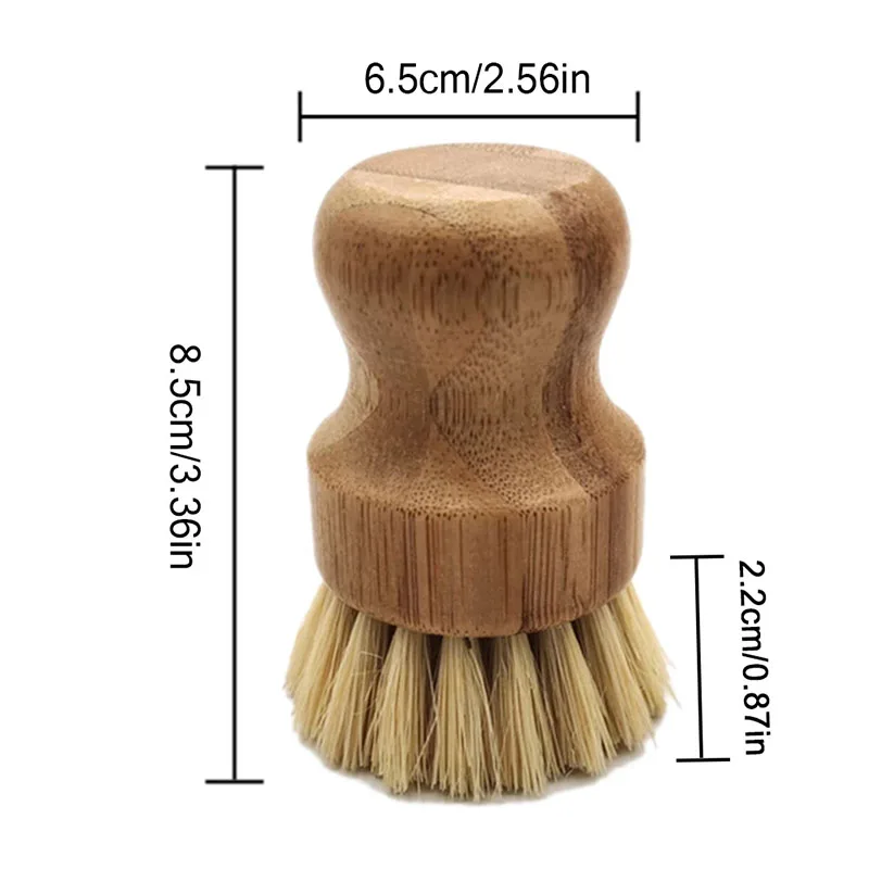 Bamboo Dish Scrub Brushes Kitchen Wooden Cleaning Scrubbers For Washing Cast Iron Pan/Pot Cleaning Brush Natural Sisal Bristles