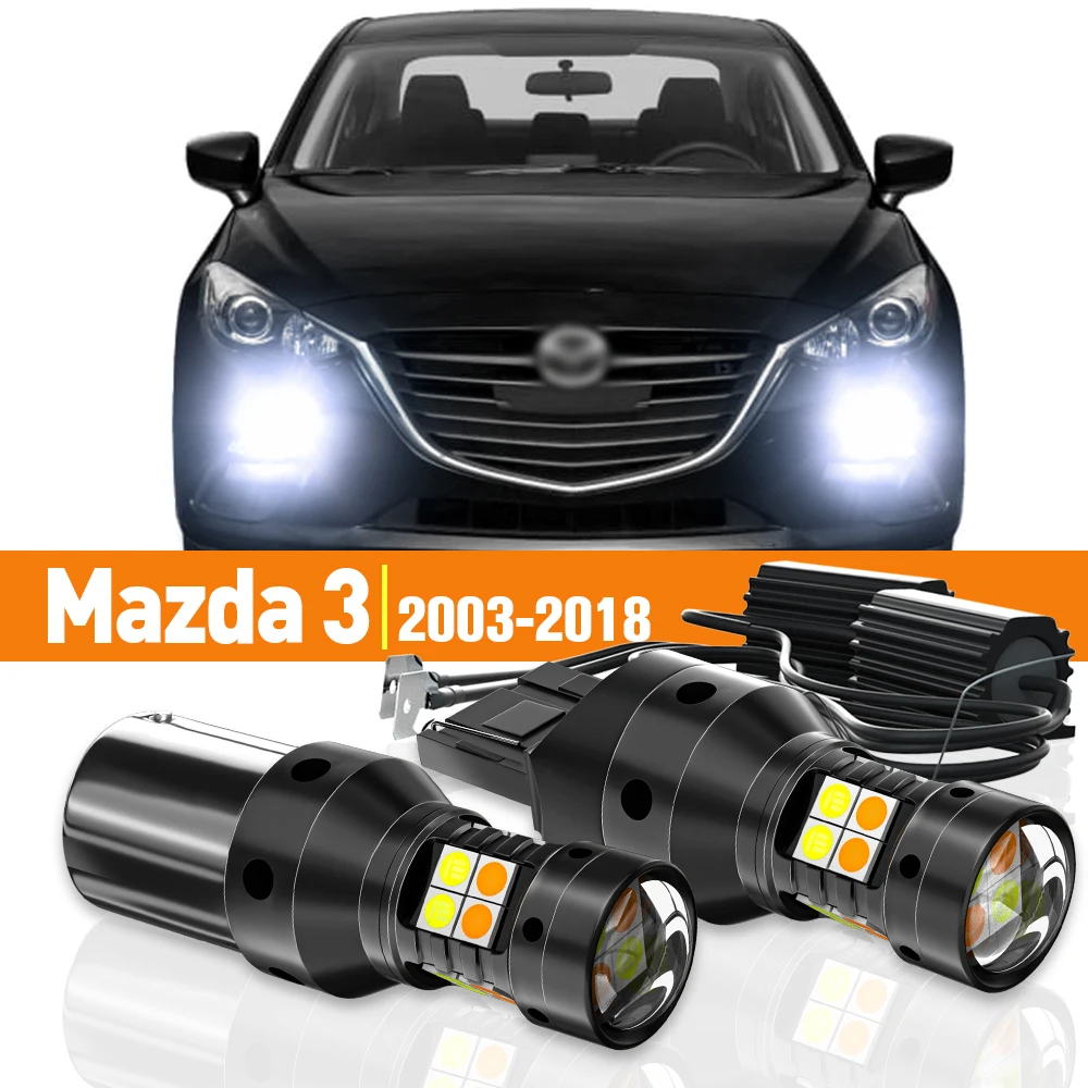 2x LED Dual Mode Turn Signal+Daytime Running Light DRL For Mazda 3 BK BL BM BN 2003-2018 2008 2009 2010 2011 Accessories Canbus