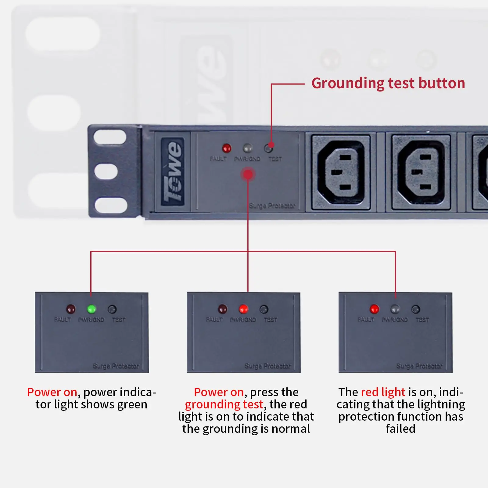 IEC C13 12 Outlet Rack Mount PDU 10A 4000W Heavy Duty Metal Power Distribution Unit with US Plug for Server Cabinet Data Center