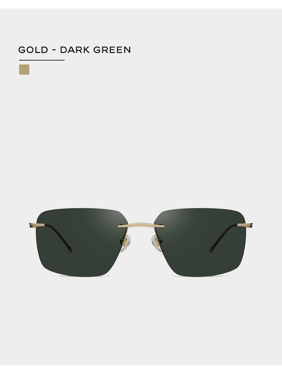 CAPONI reines Titan photo chrome Sonnenbrille randlos polarisiert fahren Herren Sonnenbrille ultraleichte UV400 Marken schirme bs28923 – Detail 17