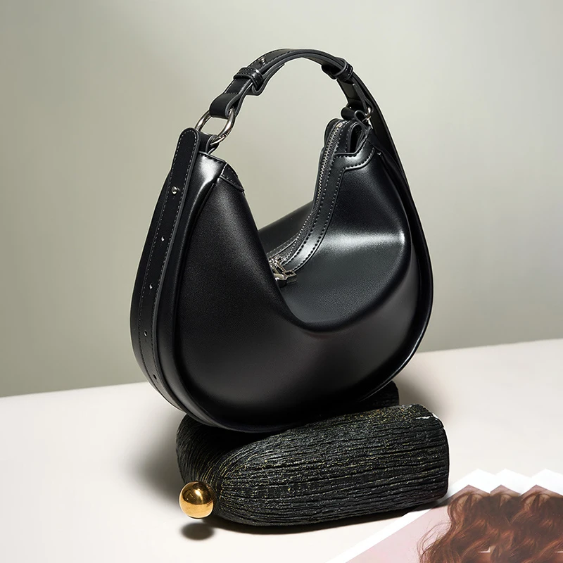 Pure Split Cowhide Leather Women's Hobos Underarm Bag For Ladies Soft Shoulder Crossbody Bag Luxury Female Designer Wholesale
