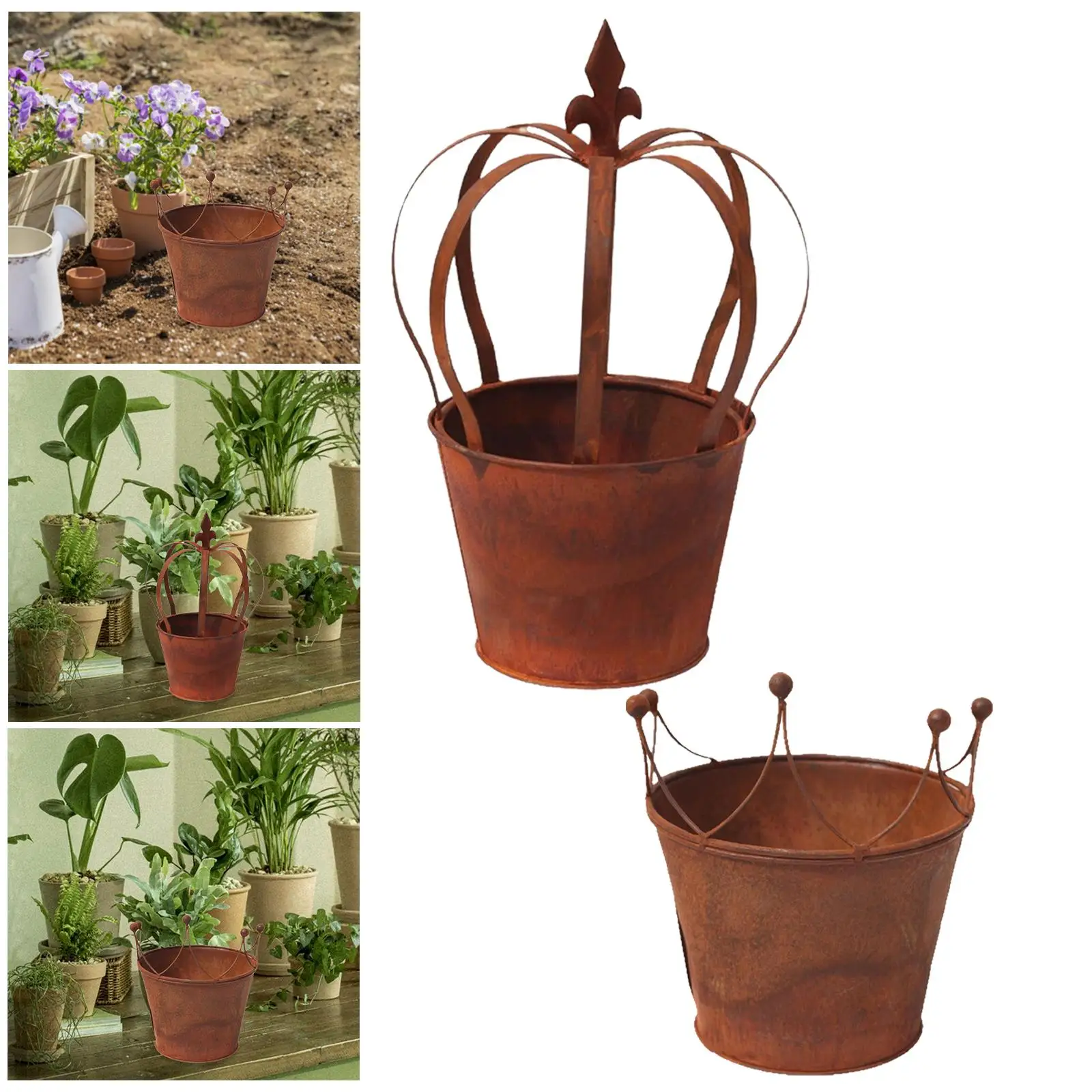 

Iron Planter Flower Tub Classic European Rustic Flower Pot Ornament Distressed