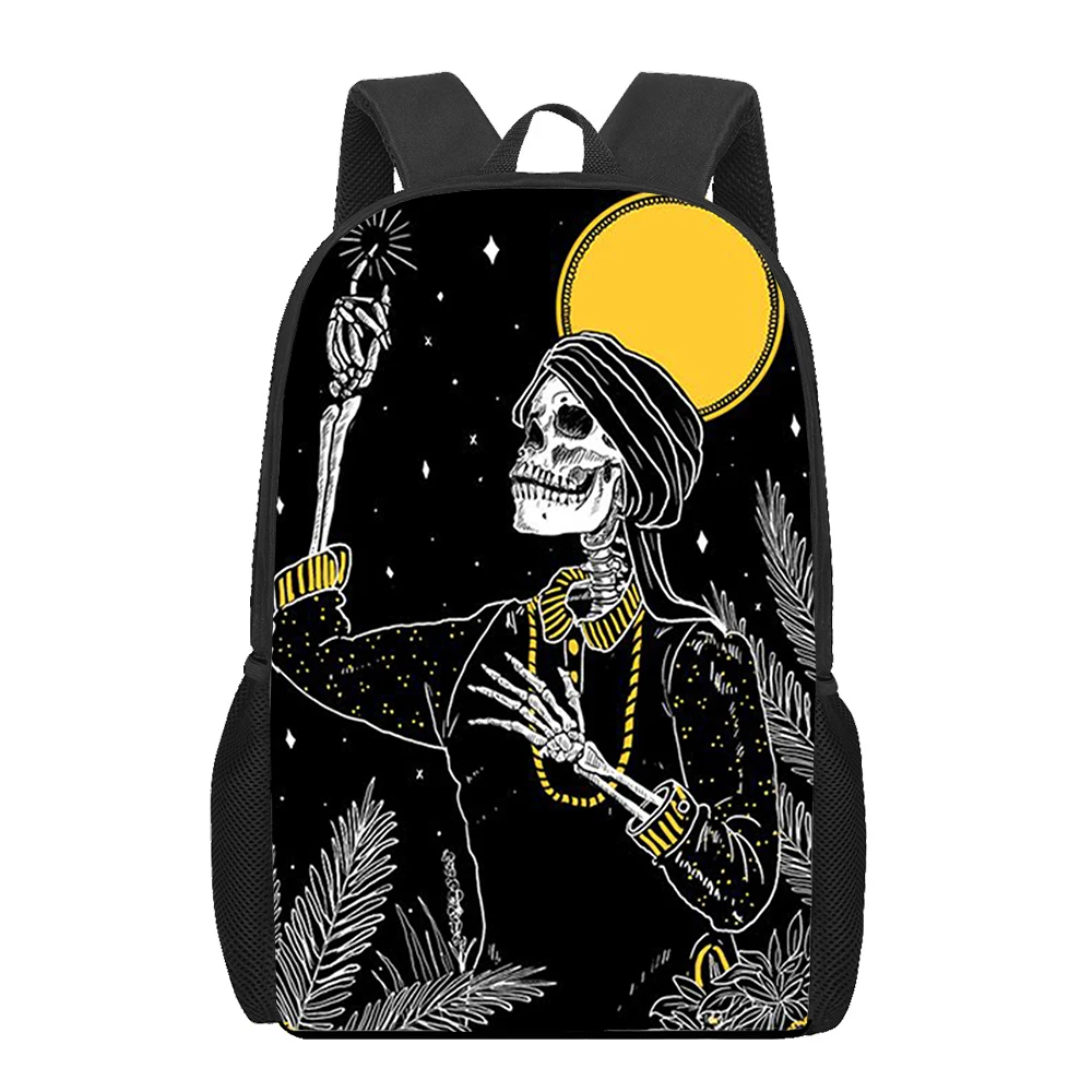 Death Tarot Skull Pattern Printed Backpack Girls Boys Kids Book Bag Teenager Casual Backpack Laptop Backpack Shoulder Rucksack