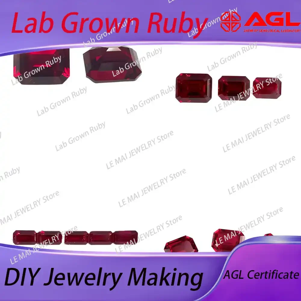 

Lab Grown Ruby Pigeon Blood Red Emerald Cut AAA Quality for Engagement Rings Fine Jewelry AGL Certificate lab grown ruby