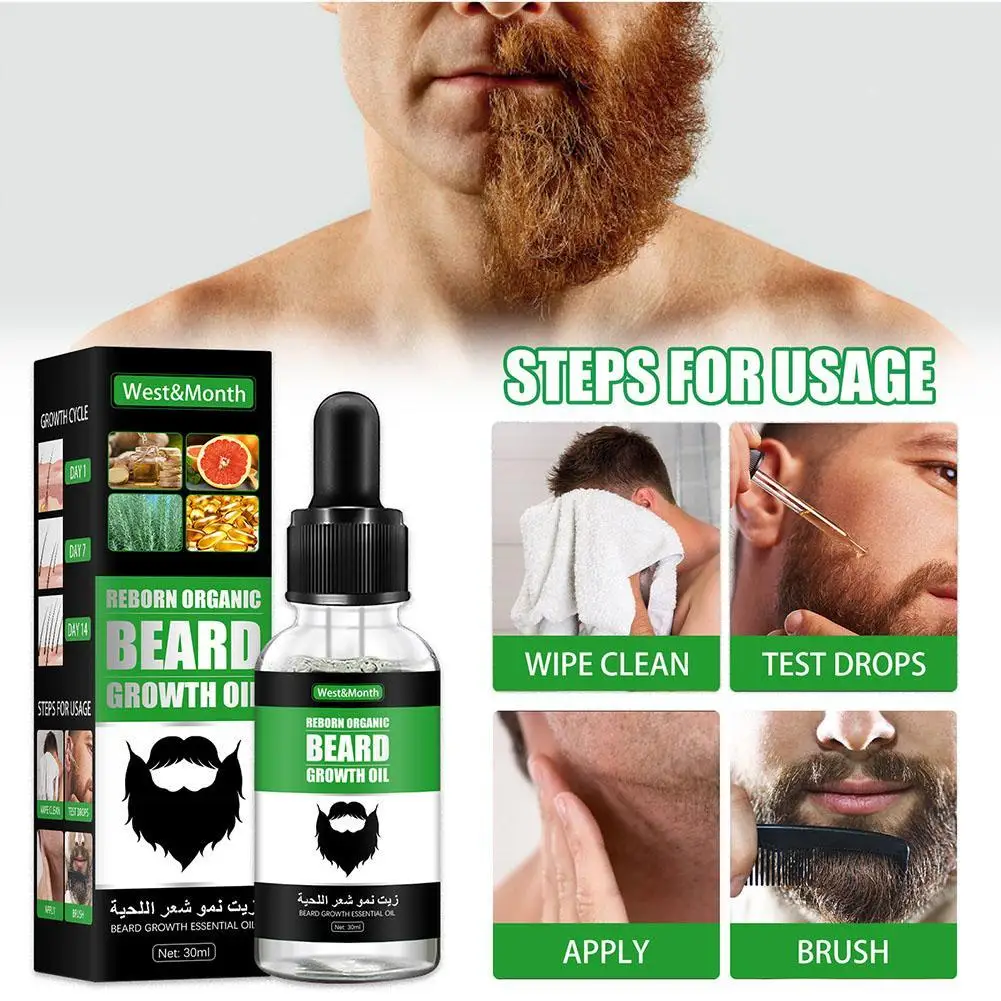 Óleo essencial de barba para homens, produto anti-perda de cabelo, rebrota natural do bigode, rolo nutritivo, novo