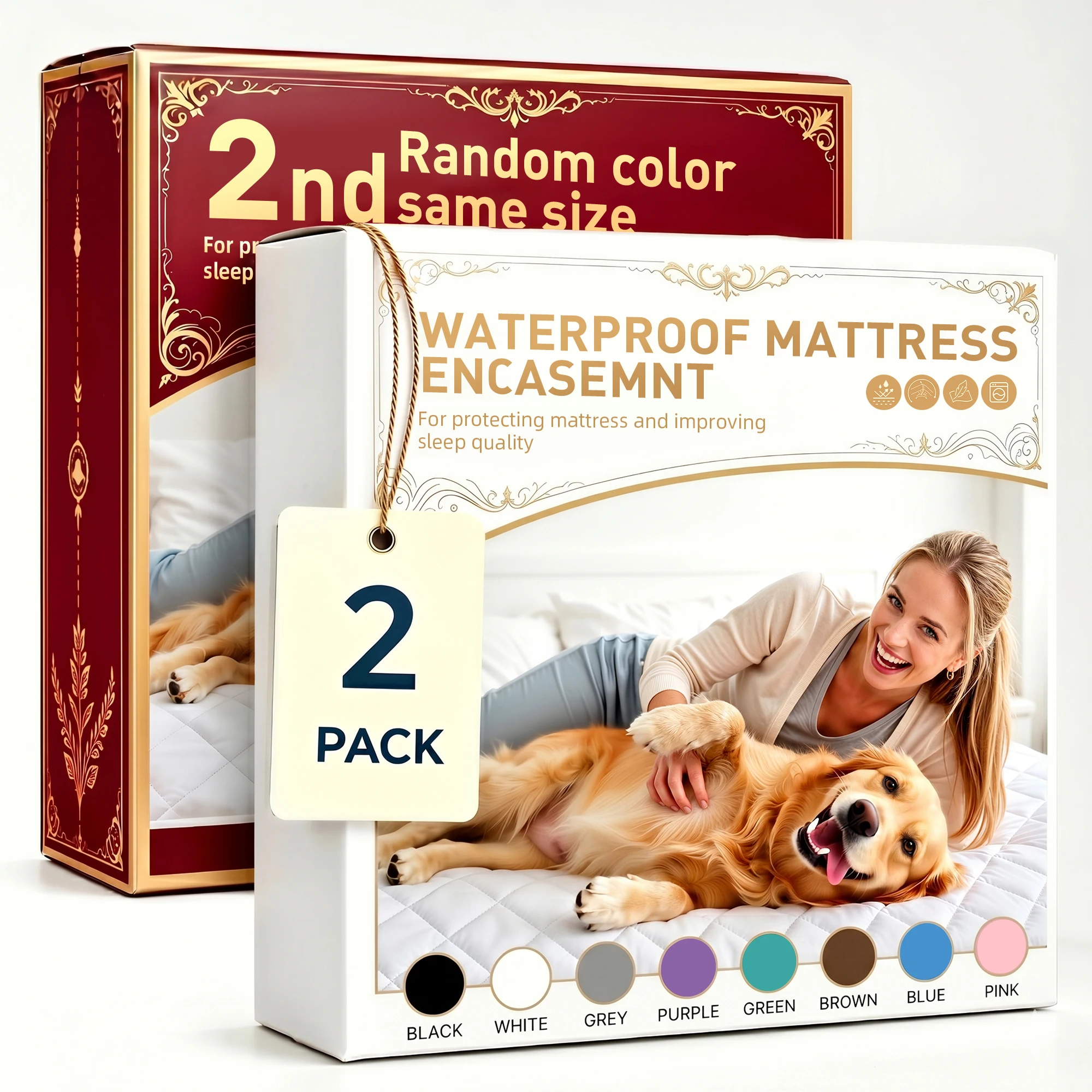 2Pcs,Buy One Selected Color Get One Random Free Quilted Waterproof Mattress Cover, Comfortable Stain & Wrinkle Resistant