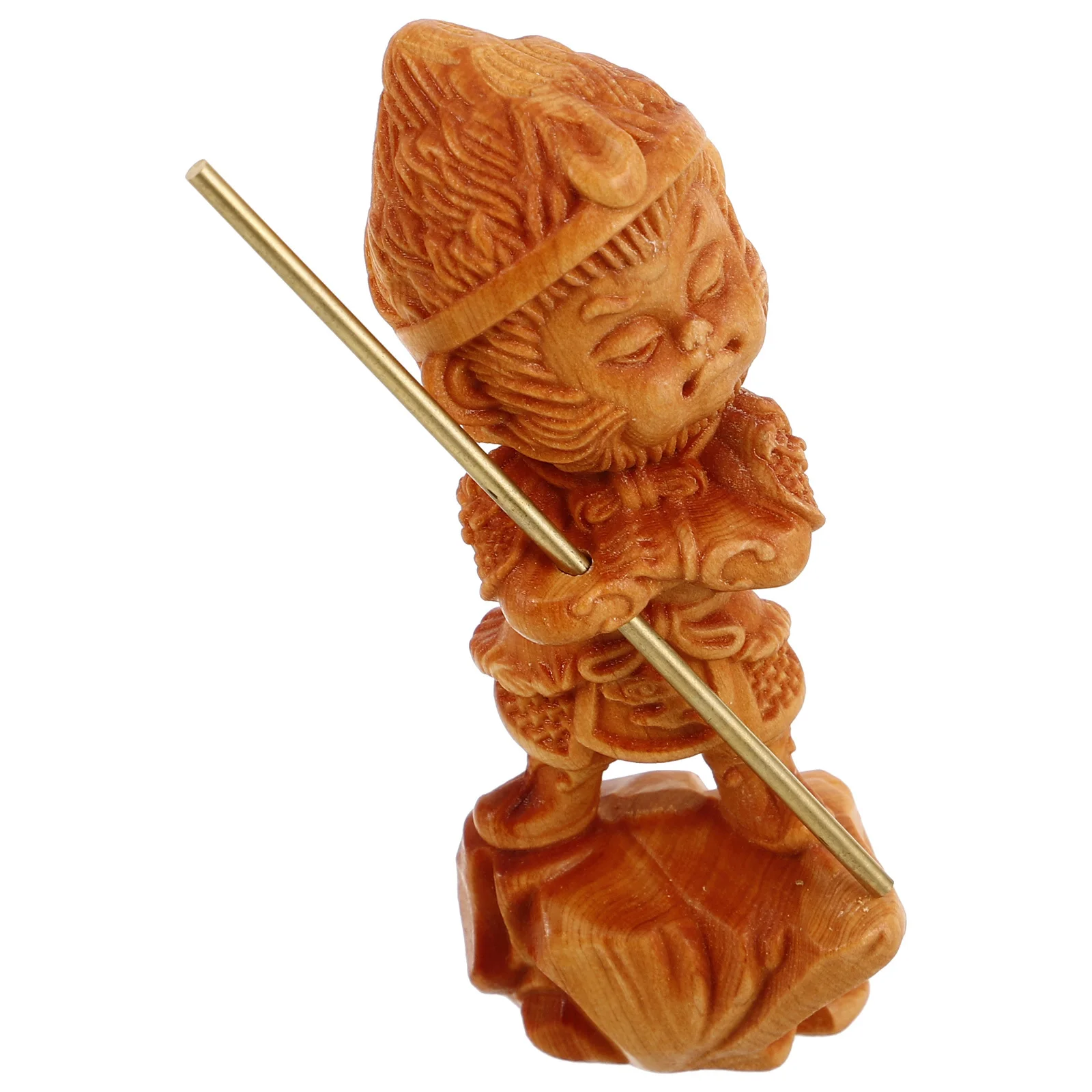 

Wooden Wukong Statue Mini King For Car Dashboard Home Decor Wood Animal Sculpture Chinese Monkey King Ornament Kungfu Figure