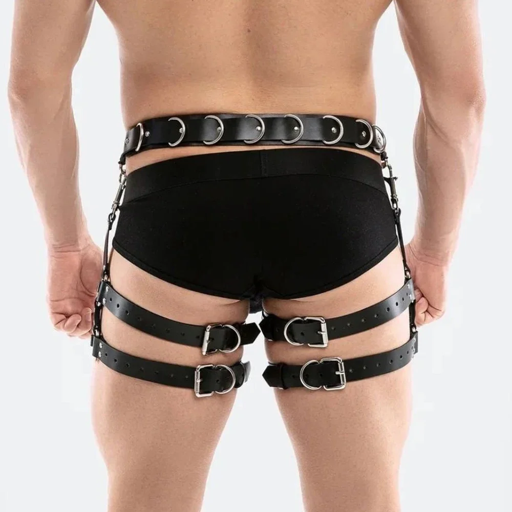 Man หนังขาสายรัดปรับเครื่องรางเกย์เสื้อผ้าทางเพศ Body Bdsm Bondage กรงสายรัดเข็มขัด Slave Rave เครื่องแต่งกายสําหรับ Sex