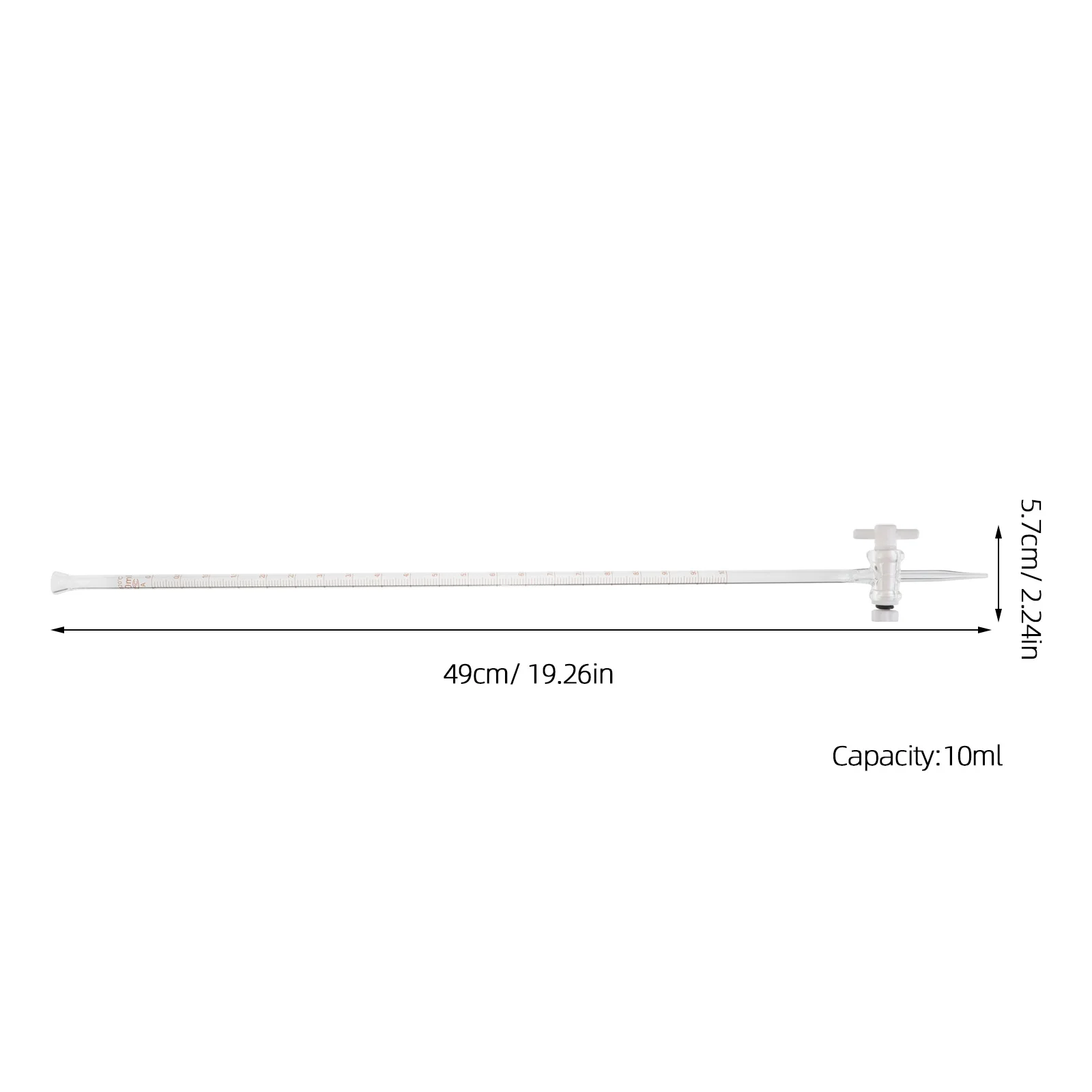 Glass Burette Transparent Precise 10Ml for Laboratory Acid-Base Titration Educational Chemical Experiment Instrument