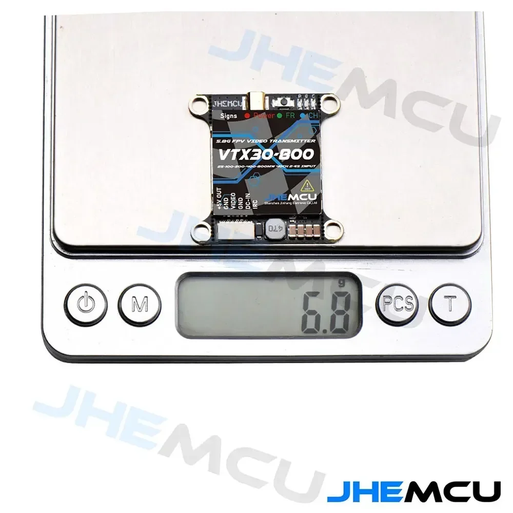 JHEMCU VTX30-800 5.8G 40CH PitMode 25mW 100mW 200mW 400mW 800mW Regulowany VTX 2-6S 30X30mm dla RC FPV Racing Freestyle Drone