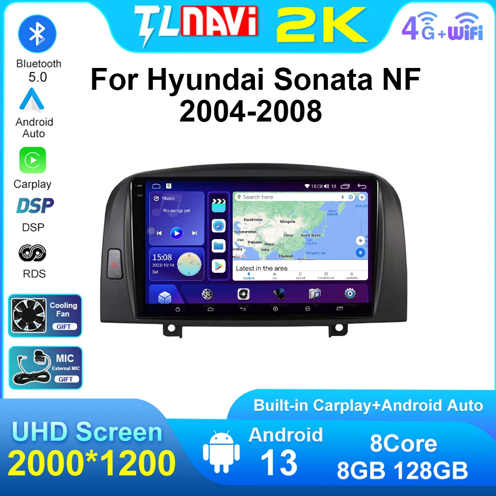 4G Wifi Car Stereo Radio GPS Navigation For Hyundai Sonata NF 2004 - 2008 Android Auto Head Unit Carplay Multimedia Player