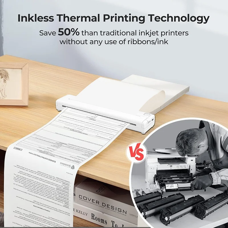 Ink-free & Tiny X9 Thermal A4 Printer Widely Used for Home/Office/Outdoor/Study Portable Design Promote Environmental Protection