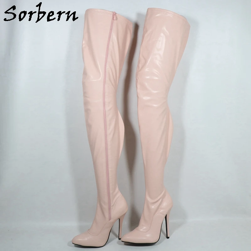 

Очень длинные сапоги Sorbern в стиле ретро в стиле бурлеск на высоком каблуке, женские туфли на шпильке 85 см сзади и промежностью, высота 95 см спереди, с круглым носком, на заказ