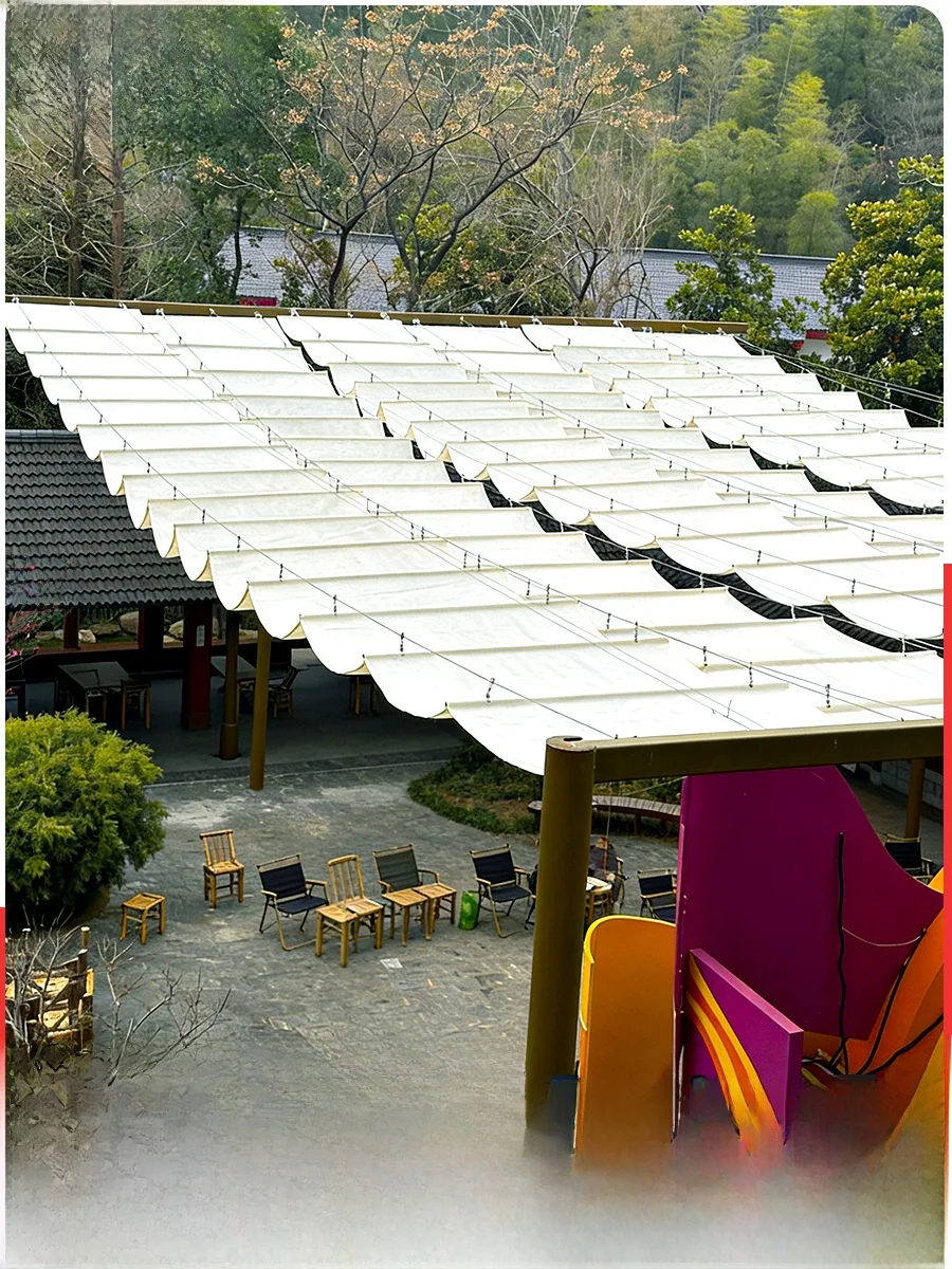 伸縮式日よけテント-アウトドア-キャンプ-旅行用品-幼稚園-遊び場-ウェーブキャノピー-手動クランク式-調節可能なシェードセイル