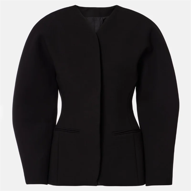 

Women's jacket New autumn 2025 single breasted slim long sleeved top Shoulder sleeves V-neck women's suit jacket Women's coat