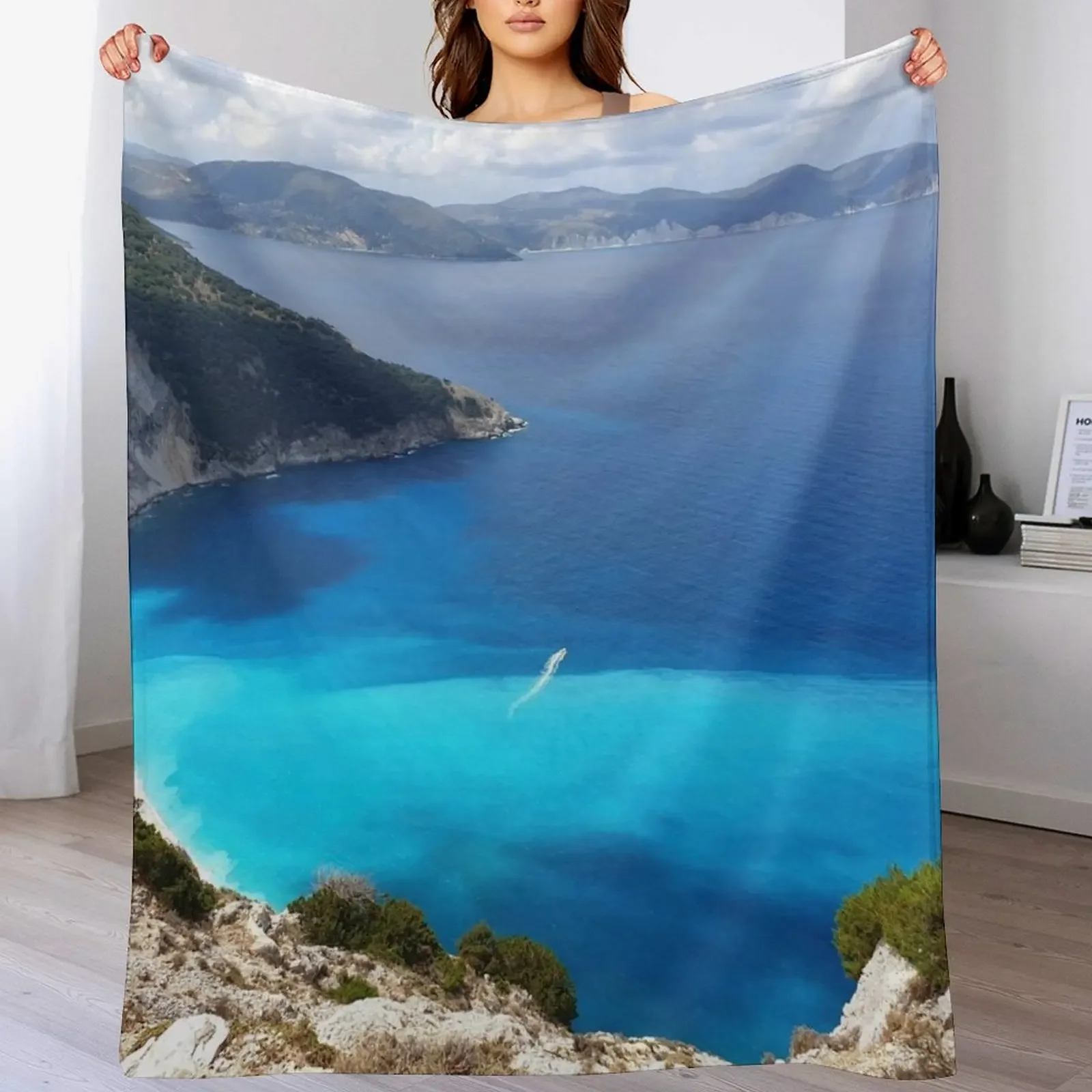 

Greek Island Kefalonia Beach View Throw Blanket Polar Blankets Sofas Of Decoration Retros Blankets For Baby Blankets