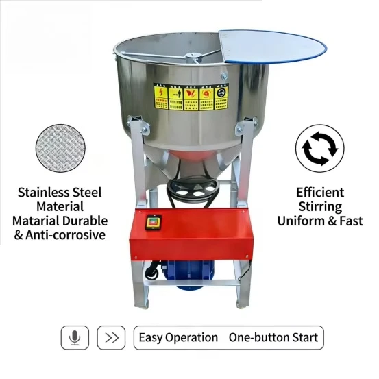 100KG 201 Stainless Steel Motor Dry Powder Feed Mixer Seed Pellet Mixing Equipment 2.2kW 220V High Productivity