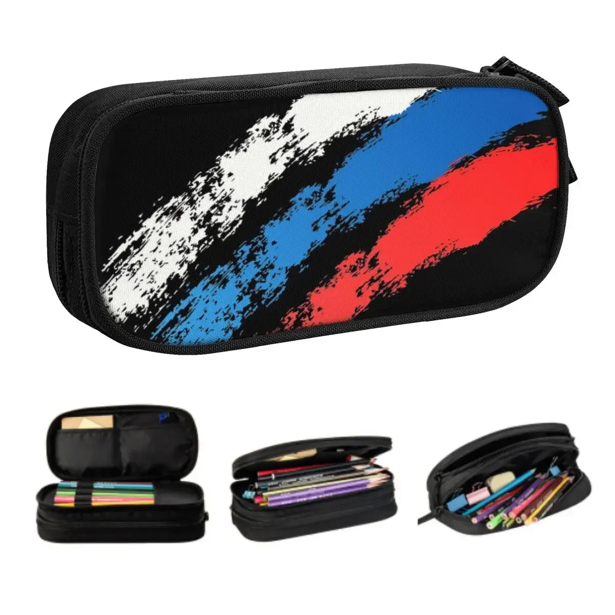 

Kawaii Custom Russia Flag Russian Pride Pencil Cases for Boys Gilrs Large Capacity Pen Bag Box Stationery