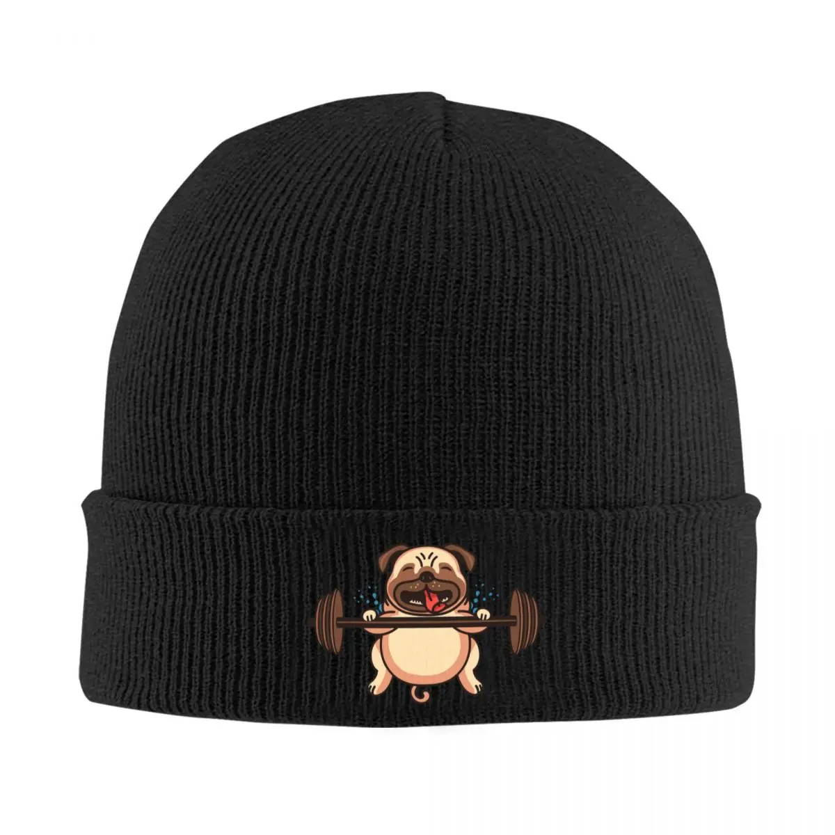 

Pug Weightlifting Knitted Bonnet Caps 100% Cotton Fashion Keep Warm Hats