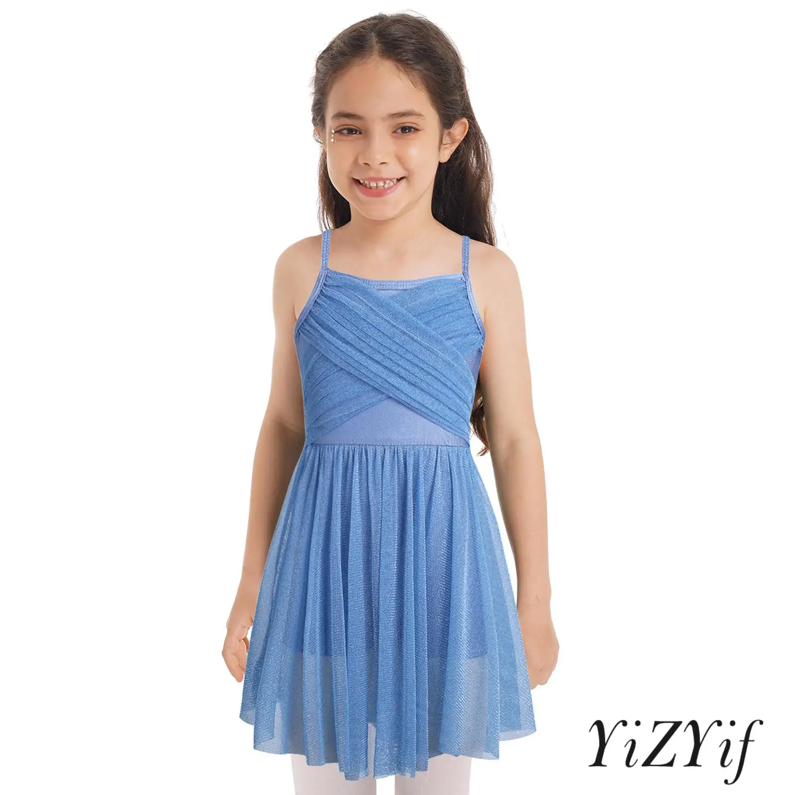 

Kids Girls Ballet Dance Tutu Dress Glittery Latin Dance Gymnastics Leotard Dress Stage Figure Skating Performance Dancewear