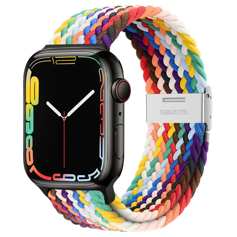 Correa trenzada para Apple Watch, banda de nailon tejido para iWatch Series Ultra 9 8 7 SE 6 5 4 3 2, 38/40/41/42/44/45/49mm