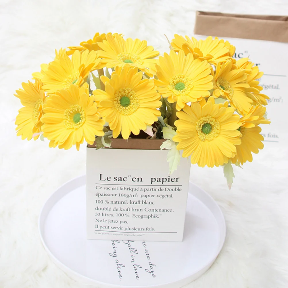 

7Pcs Eco Friendly Artificial Gerbera African Daisy Flowers Simulation Bouquet Wedding Decoration Home Party Yellow