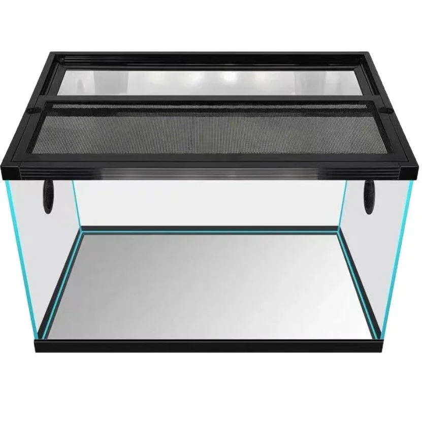 a forUltra-white Glass Closed Reptile Tank with Snap Button for Lizard Gecko Snake Beetle Land Turtle Horned Frog Breeding