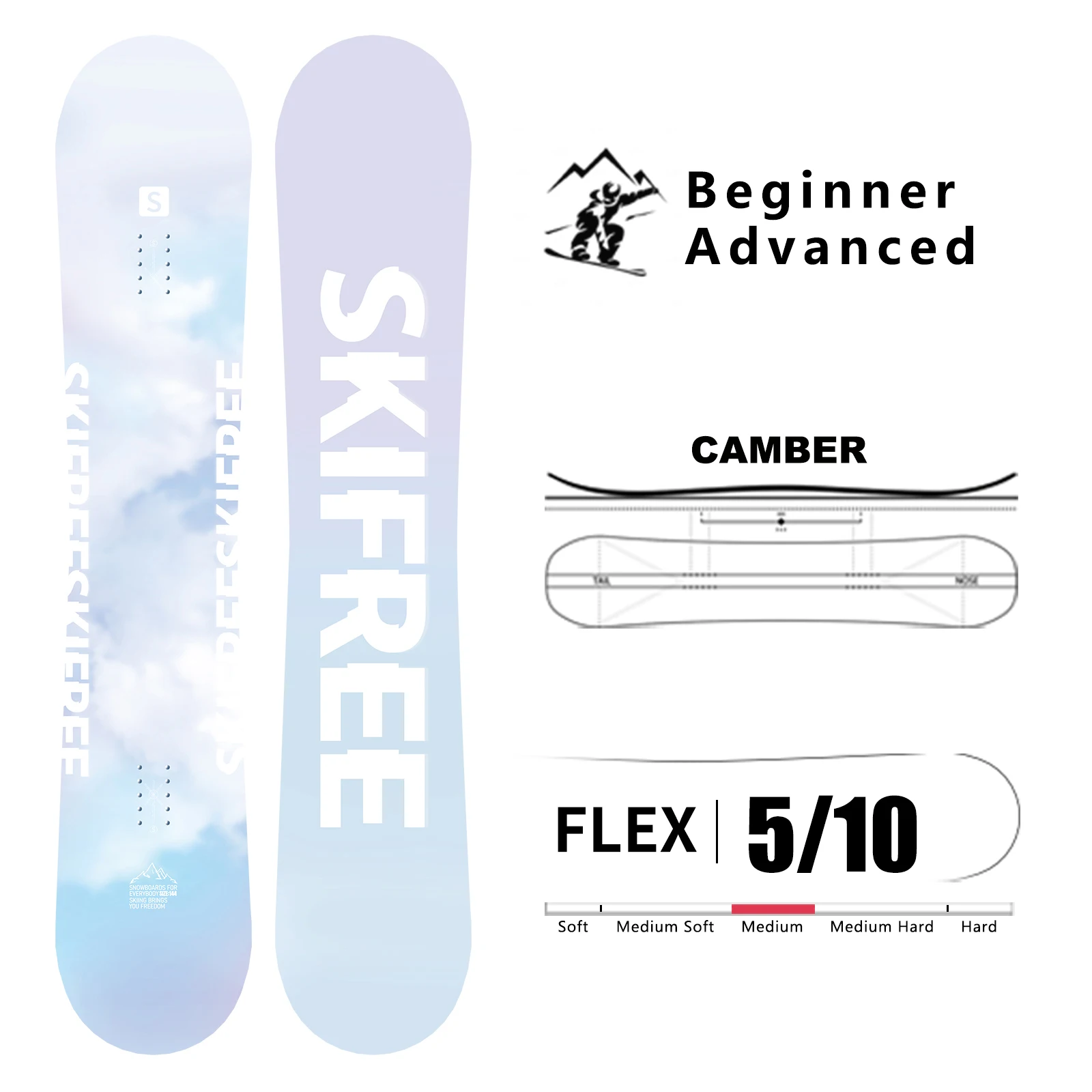

Сноуборд SKIFREE QINGMENG 136/140/144/147/150см