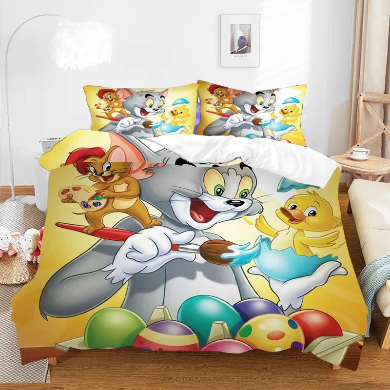 

Tom and Jerry Bedding Sets Comforter Quilt Bed Cover Duvet Cover Pillow Case 2-3 Pieces Sets Kids Adult Bedroom Decoration